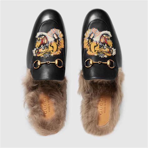 gucci tiger princetown slipper|gucci princetown striped slippers.